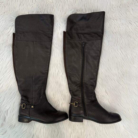 Ros Hommerson Over The Knee High Leather Boot Horsebit Flat Riding Boots, Brown - Picture 1 of 7